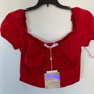 Misguided red milkmaid crop top